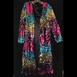 Sequined long lightweight jacket